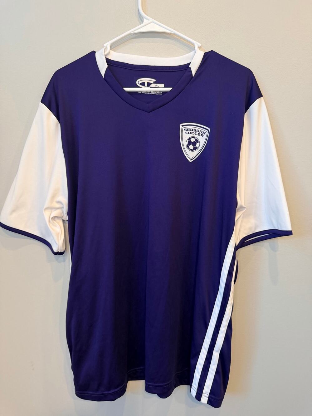 Challenger Teamwear Soccer Coach Jersey Purple White Men's Size AL